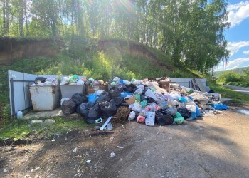 Жители улицы Айской в Межевом, лишившиеся хорошей дороги из-за наводнения, страдают от гниющего в баках мусора 